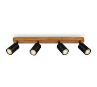 BRILONER - Ceiling Light Vintage Swivelling, Wooden Base, GU10 Socket, Max. 9 Watt, Ceiling Light, Lamp, Living Room Lamp, Bedroom Lamp, Kitchen Lamp, Ceiling Spotlight, 55 x 6 x 8.5 cm, Black