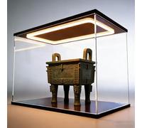 Black Wood Base & Top Panel Acrylic Case, Collectibles / Action Figure Storage Box for Display, Stackable Dustproof Protection Containers(65x25x25cm/26x10x10in)