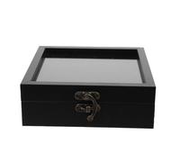 Black Wood Specimen Display Box with Top Lid 6 Inch