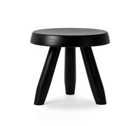 Black Wooden Accent Stools - Round Low 3-Leg Side Tables for Entryways Living Rooms Balconies & Patios - Stylish Decorative Furniture - 30x28cm/11.8x11in