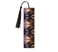 Black Wooden Bookmark â€“ Double-Sided Cosmic Shining Planet Full-Print Tassel Bookmark for Hardcover Books, Journals, Notebooks