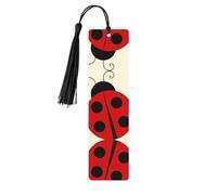 Black Wooden Bookmark - Double-Sided Cartoon Ladybug Full-Print for Hardcover Books, Journals, Notebooks - Ideal Thoughtful Gift