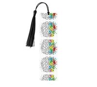 Black Wooden Bookmark - Double-Sided Geometry Brain Image with Science Full-Print for Hardcover Books, Journals, Notebooks - Ideal Thoughtful Gift