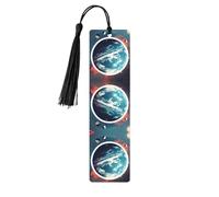 Black Wooden Bookmark - Double-Sided Space Planet Earth Full-Print Tassel Bookmark for Hardcover Books, Journals, Notebooks