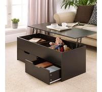 Black Wooden Coffee Table With Lift Up Top and 2 Large Storage Drawers Bruges
