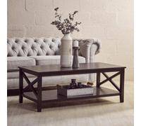 Black Wooden Coffee Table with Lower Shelf and X Frame Side Panels | Heritage