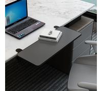 Black Wooden Desk Extension with Pull-Out Keyboard Tray C-Clamp for Desk Mount 75cm Computer Arm Support for Ergonomic Workspace Optimization