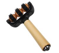 Black Wooden Double Roller Ball Massager for Full Body Use | Steel and Tpr Build, Dual-head Design, Portable for Office or Home, Manual Massage Tool