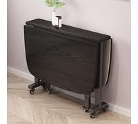 Black Wooden Folding Dining Table Extendable Drop Leaf Table with Wheels Space-Saving Butterfly Table for Small Dining Rooms Size: 120x80x75cm