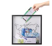 Black Wooden Memory Box Keepsake, Travel Gifts, Box Frame, Memory Boxes Keepsake, Travel Gifts for Women, Travel Memory Storage for Photos/Tickets/Postcards (7.9x7.9x1.8 Inches)