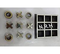 Black Wooden Noughts & Crosses Board Handmade X and O's Game Timber Tic Tac Toe Games Table top Decor | Vintage Game | Brass Decor.