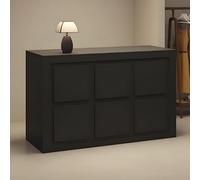 Black Wooden Reception Desk, Lockable Drawer Counter for Salon, Store, Hotel, 39.3in Retail Front Desk, Modern Reception Furniture, Durable Office Reception Counter