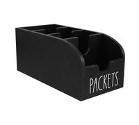 Black Wooden Sauce Packet Organizer Multi Slot Countertop Display Rack | Open Design for Ketchup Packets and Tea Bags, Category Sorting, Natural Wood Finish, Home Office or Buffet