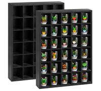 Black Wooden Shot Glass Holder Display Wall Mounted Shadow Box with Removable Shelves, 30 Slots
