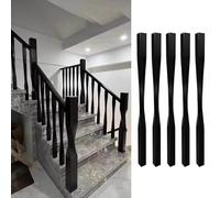 Black Wooden Stair Railing Banister Posts Twist Design Square Balusters for Interior Stairs 5 PCS Staircase Spindles and Columns for Enhanced Safety and Style