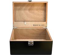 Black Wooden Storage Box with Hinged Lid and Locking Key- Large Keepsake Box with Lock - Wood Chest with Matte Finish - Store Jewelry Keepsakes Photos Gift Boxes (Black)