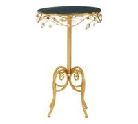 Orsina Elegant Round Table With Black Wooden Top, Sturdy Small Table For Bedroom, Stylish Outdoor Side Table