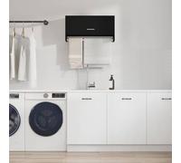 Black Wooden Wardrobe, 70 x 32.5 x 35 cm, Compact with Clothes Rail and Storage Space, Modern Sliding Door Wardrobe for Bedroom, Hallway, Children's Room, Dressing Room