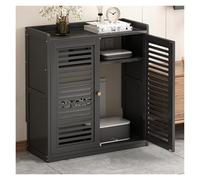 Black Wooden WLAN Router Sto Cabinet with Adjustable Shelves Power Strip & Cable ment nizer for Home and Office (59x25x67cm)