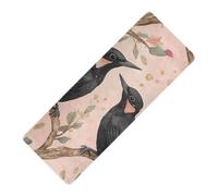 Black Woodpecker Rose Gold printed yoga mat bulk for women, natural rubber non slip, with yoga mat storage tapete para ejercicio 71x26 inches