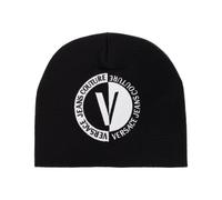 Black Wool Beanie with Logo Embroidery - unisex - Versace Jeans Couture - Accessories - Black - ONE SIZE - Accessories ONE SIZE