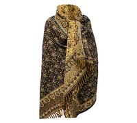 BLACK WOOL BLANKET FLORAL WINTER SCARF SHAWL WRAP PURE YAK WOOL SCARF SHAWL DECORATION WOOL BLANKET UNISEX OVERSIZED DOUBLE SIDED LUXURIOUS WOOL SCARF GIFT