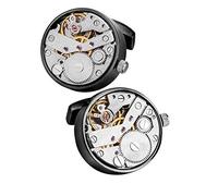 Black Working Watch Movement Steampunk Cufflinks Vintage Mechanical Gift
