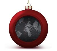 Black World Map Christmas Ball Ornament Shatterproof Hanging Ball Ornaments with String Decorative Christmas Baubles for Xmas Tree Home Wedding Holiday Party Decor Supply