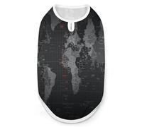 Black World Map Dog Shirt Quick Dry Breathable Pet T-Shirt Soft Stretchy Sleeveless Vest Dog Apparel 2XL