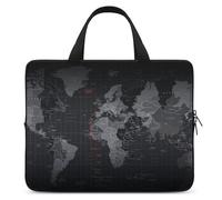 Black World Map Laptop Bag Durable Laptop Sleeve Water-Resistant Notebook Bag for Computer Or Tablet