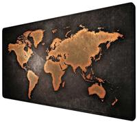 Black World Map Mouse Pads for Desk, Large Mouse Pad with Stitched Edges 31.5" × 15.7" inch.Gaming Mousepad Desk Mat for Office Home
