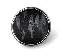 Black World Map Round Badge Personalized Metal Lapel Pin Badges Fit Clothing Bags Hat Humorous Printed Brooch Badge Party Decorations Accessories for Men Women