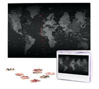 Black World Map Wooden Puzzles 1000 Pieces Personalized Jigsaw Puzzle For Adults Interesting Custom Photo Puzzles Gift For Holiday Birthday Wedding Anniversay