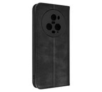 Black Woven Pattern Wallet Case with Video Support for Honor Magic 5 Pro.