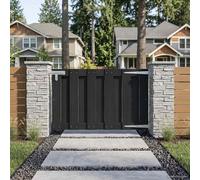 Black WPC Garden Gate 100x60cm Privacy Fence Gate Weather Resistant