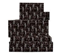 Black Wrapping Paper - 6 Sheets Of Gift Wrap - Skeleton Dance - Funny Wrapping Paper For Men Women - Birthday Halloween Christmas - Comes With Stickers - By Central 23