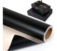 Black Wrapping Paper Roll 43cm x 10m, Metallic Matte Black Birthday Wrapping Paper for Men Women, Solid Color Gift Wrap Paper for Birthday Christmas Wedding Baby Shower Anniversaries Graduation