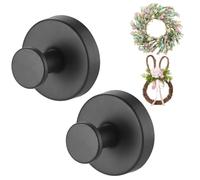 Black Wreath Door Hanger, Heavy Duty Wreath Suction Cup Hooks for Fall Halloween Christmas Decorations, 2 Pack Strong Reusable Wreath Hangers Welcome Sign Front Door Window Glass Indoor Outdoor
