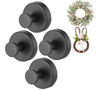 Black Wreath-Hanger, 15 LB Strong Stainless Steel Suction-Cup-Wreath-Hooks, 4 Pack Wreath-Door-Hanger Fall Halloween Christmas Decorations, Welcome Sign for Front Door Indoor Outdoor (4 Black, 4)