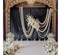 Black Wrinkle-Free Curtains for Parties - Thick Fabric Backdrop Drapes for Birthday, Wedding, Baby Shower Photography Background - 10ft x 7ft