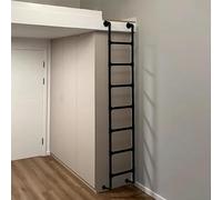 Black Wrought Iron Attic Ladder, Wall-Mounted Height Entrance Egress Ladder 4ft 5ft 6ft 7ft 8ft 9ft Indoor Outdoor Climbing Ladders Fire Escape Ladder for Loft,Dorm,Library,Bunk Bed,Deck,RV(170cm/67in