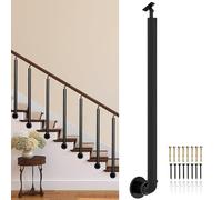 Black Wrought Iron Column Railing for Villa irs & Balcony - Side-Mounted Indoor/Outdoor Safe Railing for Steps (39.4in/100cm) - & Slish Design