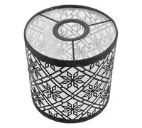 Black Wrought Iron Floral Lamp Shade for E27 Table Lights | Cylindrical Hollow Cutout Design, 42mm Hole Diameter, Pendant Fitting Use, Modern Elegant Style