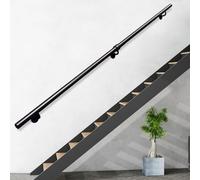 Black Wrought Iron Handrail Kit, 16.4 FT Non-Slip Metal Banister for Indoor/Outdoor Stairs, Durable Galvanized Round Pipe Safety Railing, Adjustable 30cm-600cm Length (6.6 FT)