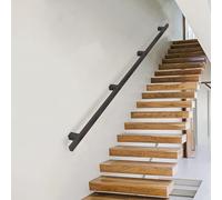 Black Wrought Iron il - 18ft (540cm) Wall-Mounted Banister Support Bar for irs and Railing, 1-6 Metres Length,