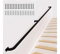 Black Wrought Iron il Kit for Stairs Wall-Mounted Safety Grab Bar Indoor/Outdoor Rail Support 1m 2m 3m 4m Options Durable Metal Stair Railing