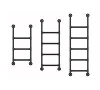 Black Wrought Iron Industrial Pipe Step Basement Window Well Egress Ladder Space-saving Metal Material For Dorm, Library, Bed, Deck, RV, Home(Black,195cm/75in)