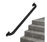 Black Wrought Iron Outdoor Grab Rail - Wall-Mounted il for Safe Steps & irs Support, Available in 1m to 14ft (420cm) Sizes - Enhance Safe & Bili.