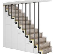 Black Wrought Iron Railing - Side-Mounted Stair Baluster Posts, Staircase Handrail Balustrade Transitional Guardrail for Attic Home Decks Garden Patio(4.8ft/145cm)
