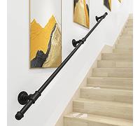 Black Wrought Iron Safety Handrail for Indoor/Outdoor StairsModern WallMounted Support Bar for Elderly & DisabledDurable Metal Railing for Enhanced Security